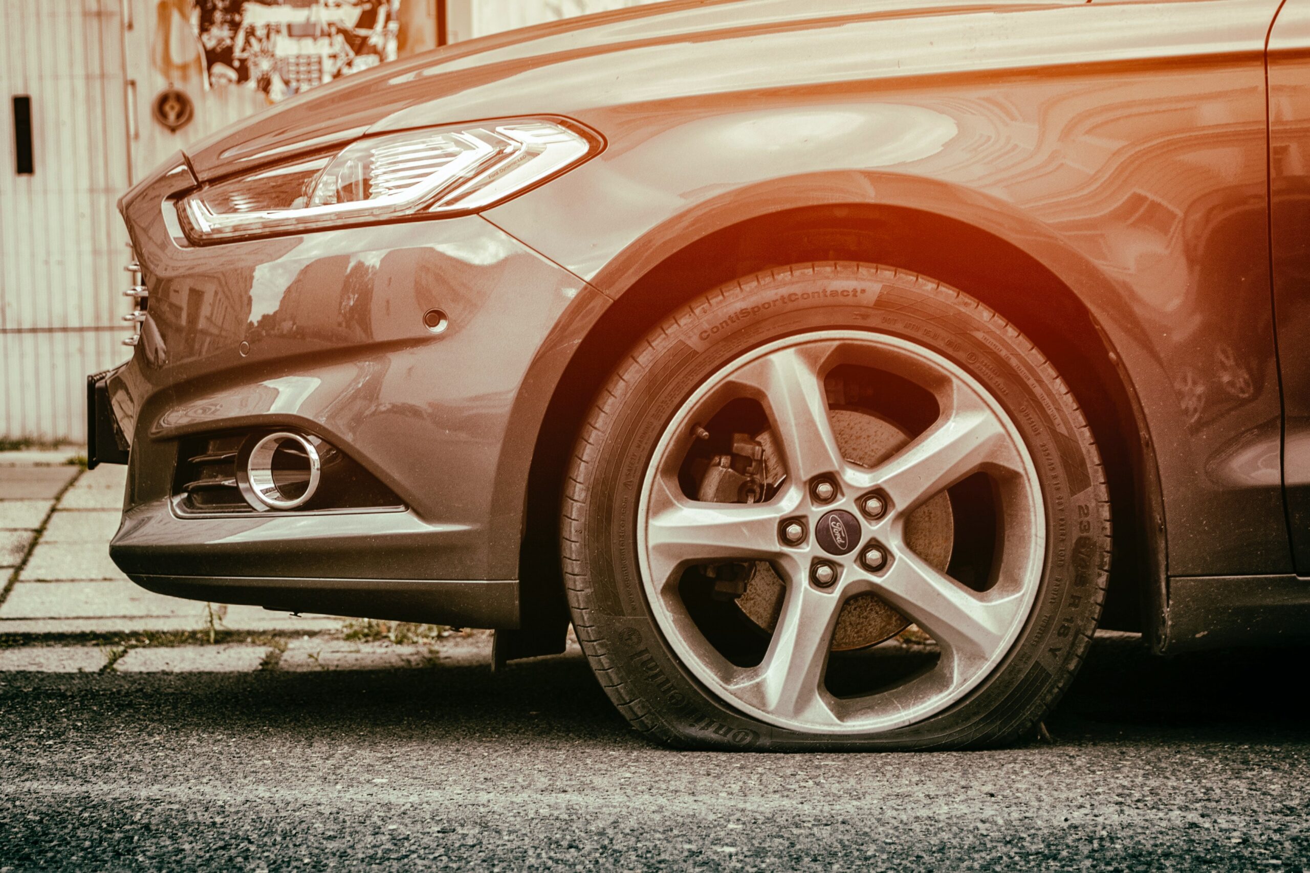 flat tire on a ford car